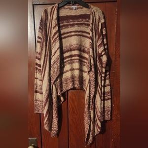 Burgundy and Tan Cardigan